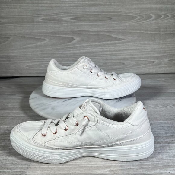 Skechers Arch Fit Arcade Womens 9 Sneakers White Canvas Rose Gold Meet Ya There - Picture 9 of 14